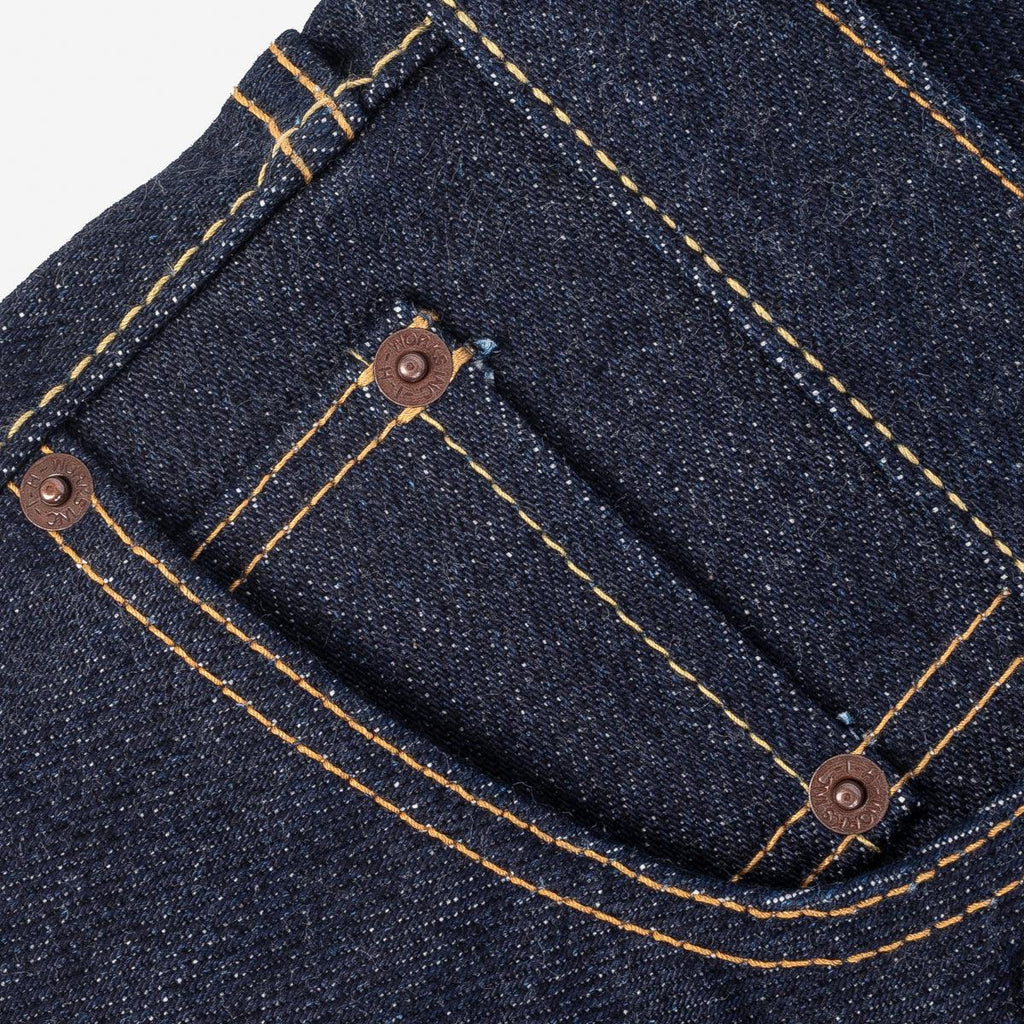 Image showing the IH-666S-UHR - 21/23oz Ultra Heavy Raw Selvedge Denim Slim Straight Jeans Indigo which is a Jeans described by the following info 666, Bottoms, IHSALE_M23, Iron Heart, Jeans, Released, Slim, Straight and sold on the IRON HEART GERMANY online store
