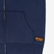 Image showing the IHSW-10-NAV - 14oz Ultra Heavyweight Loopwheel Cotton Hoodie Navy which is a Sweatshirts described by the following info IHSALE, Iron Heart, Released, Sweatshirts, Tops and sold on the IRON HEART GERMANY online store