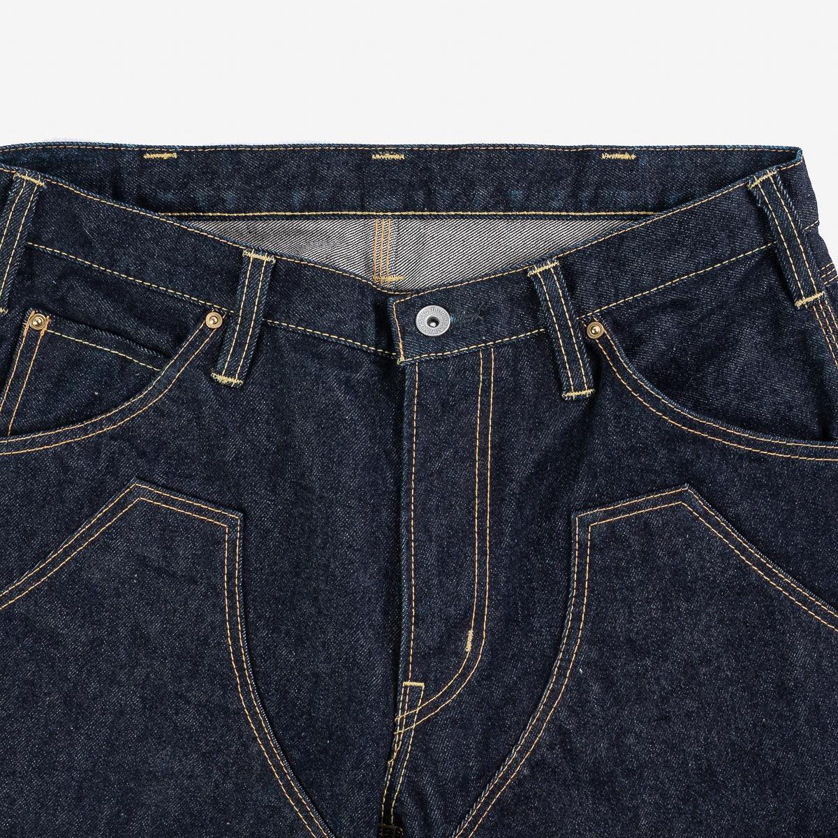 Image showing the IH-828-IND - 14oz Selvedge Double Knee Work Pants - Indigo which is a Jeans described by the following info Bottoms, IHSALE_M23, Iron Heart, Jeans, Released, Straight, Trousers and sold on the IRON HEART GERMANY online store