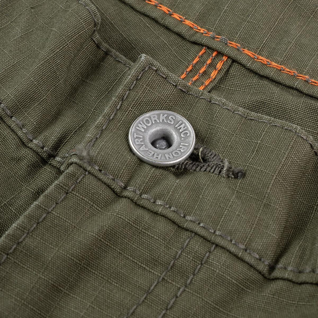 Image showing the IH-734-ODG - 8oz Ripstop Cargo - Olive Drab Green which is a Trousers described by the following info Bottoms, IHSALE_M23, Iron Heart, Released, Trousers and sold on the IRON HEART GERMANY online store
