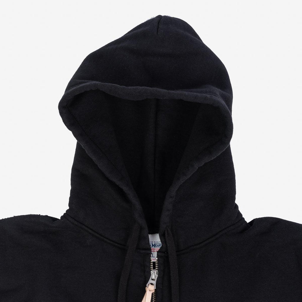 Image showing the IHSW-10-BLK - 14oz Ultra Heavyweight Cotton Zip Up Hoodie Black which is a Sweatshirts described by the following info IHSALE, Iron Heart, Released, Sweatshirts, Tops and sold on the IRON HEART GERMANY online store