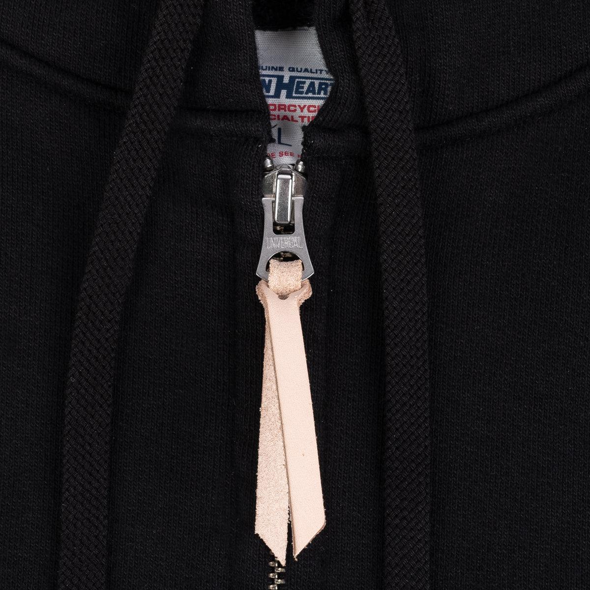 Image showing the IHSW-10-BLK - 14oz Ultra Heavyweight Cotton Zip Up Hoodie Black which is a Sweatshirts described by the following info IHSALE, Iron Heart, Released, Sweatshirts, Tops and sold on the IRON HEART GERMANY online store
