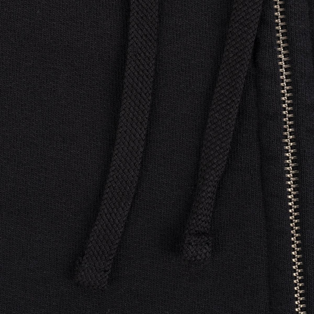 Image showing the IHSW-10-BLK - 14oz Ultra Heavyweight Cotton Zip Up Hoodie Black which is a Sweatshirts described by the following info IHSALE, Iron Heart, Released, Sweatshirts, Tops and sold on the IRON HEART GERMANY online store