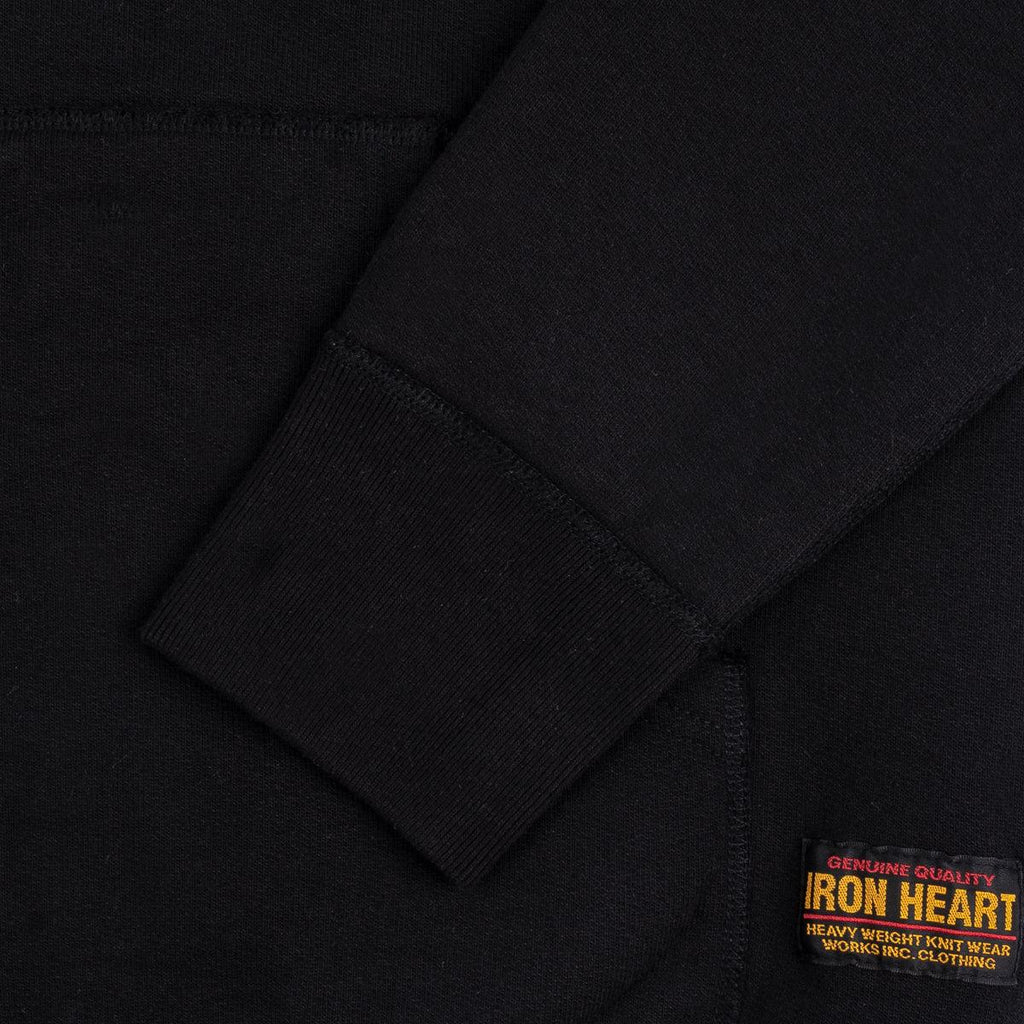 Image showing the IHSW-10-BLK - 14oz Ultra Heavyweight Cotton Zip Up Hoodie Black which is a Sweatshirts described by the following info IHSALE, Iron Heart, Released, Sweatshirts, Tops and sold on the IRON HEART GERMANY online store