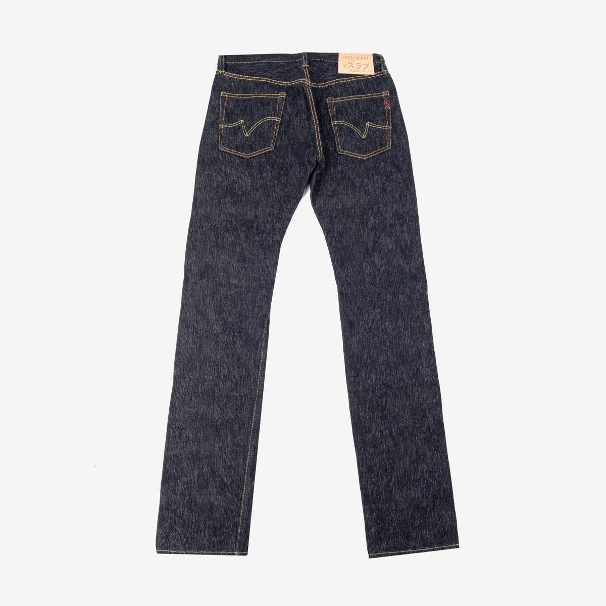 Image showing the IH-777S-SLB - 16 oz Slubby Selvedge Denim Slim Tapered Cut Jeans Indigo which is a Jeans described by the following info 777, Bottoms, IHSALE, Iron Heart, Jeans, Released, Slim, Tappered and sold on the IRON HEART GERMANY online store