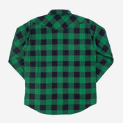 Image showing the IHSH-232-GRN - Ultra Heavy Flannel Buffalo Check Western Shirt Green/Black which is a Shirts described by the following info IHSALE, Iron Heart, Released, Shirts, Tops and sold on the IRON HEART GERMANY online store