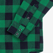 Image showing the IHSH-232-GRN - Ultra Heavy Flannel Buffalo Check Western Shirt Green/Black which is a Shirts described by the following info IHSALE, Iron Heart, Released, Shirts, Tops and sold on the IRON HEART GERMANY online store