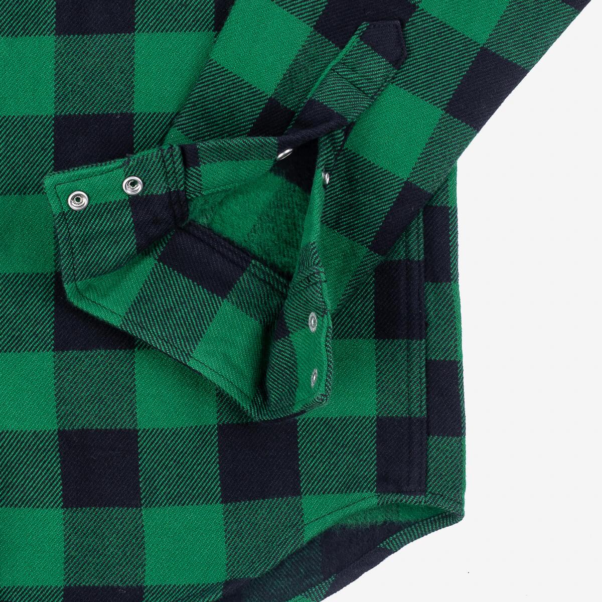 Image showing the IHSH-232-GRN - Ultra Heavy Flannel Buffalo Check Western Shirt Green/Black which is a Shirts described by the following info IHSALE, Iron Heart, Released, Shirts, Tops and sold on the IRON HEART GERMANY online store