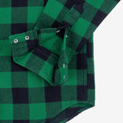Image showing the IHSH-232-GRN - Ultra Heavy Flannel Buffalo Check Western Shirt Green/Black which is a Shirts described by the following info IHSALE, Iron Heart, Released, Shirts, Tops and sold on the IRON HEART GERMANY online store