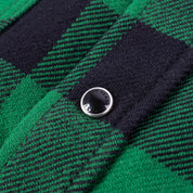 Image showing the IHSH-232-GRN - Ultra Heavy Flannel Buffalo Check Western Shirt Green/Black which is a Shirts described by the following info IHSALE, Iron Heart, Released, Shirts, Tops and sold on the IRON HEART GERMANY online store