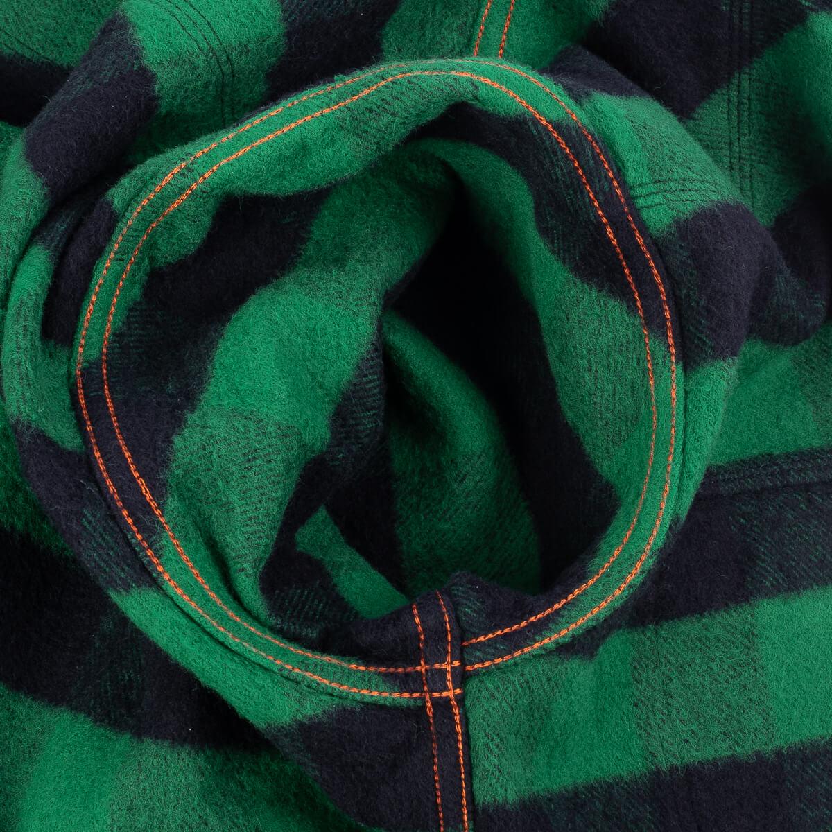 Image showing the IHSH-232-GRN - Ultra Heavy Flannel Buffalo Check Western Shirt Green/Black which is a Shirts described by the following info IHSALE, Iron Heart, Released, Shirts, Tops and sold on the IRON HEART GERMANY online store