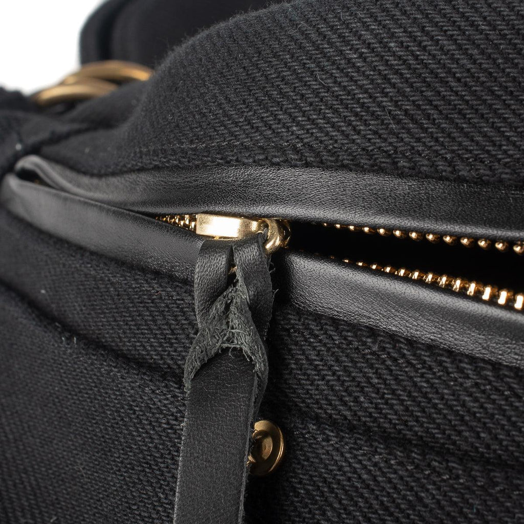 Image showing the IHE-37 - 21oz Denim Waist Bag - Superblack which is a Bags described by the following info Accessories, Back In, Bags, Iron Heart, Released and sold on the IRON HEART GERMANY online store