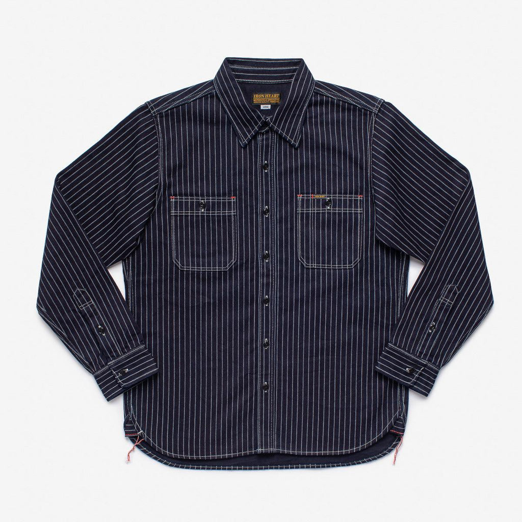 Image showing the IHSH-266-IND - 12oz Wabash Work Shirt - Indigo With Black Buttons which is a Shirts described by the following info Iron Heart, Released, Shirts, Tops and sold on the IRON HEART GERMANY online store
