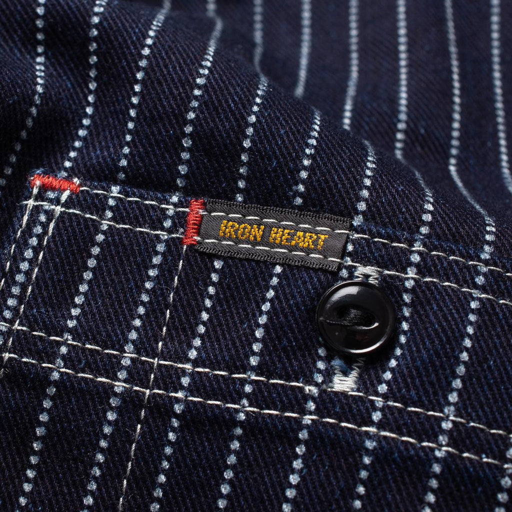 Image showing the IHSH-266-IND - 12oz Wabash Work Shirt - Indigo With Black Buttons which is a Shirts described by the following info Iron Heart, Released, Shirts, Tops and sold on the IRON HEART GERMANY online store