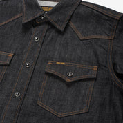 Image showing the IHSH-33-BLK - 12oz Selvedge Denim Western Shirt - Black which is a Shirts described by the following info IHSALE_M23, Iron Heart, Released, Shirts, Tops and sold on the IRON HEART GERMANY online store
