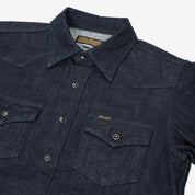 Image showing the IHSH-33-T - 12oz Selvedge Denim Western Shirt With Tonal Stitching - Indigo which is a Shirts described by the following info Iron Heart, Released, Shirts, Tops and sold on the IRON HEART GERMANY online store