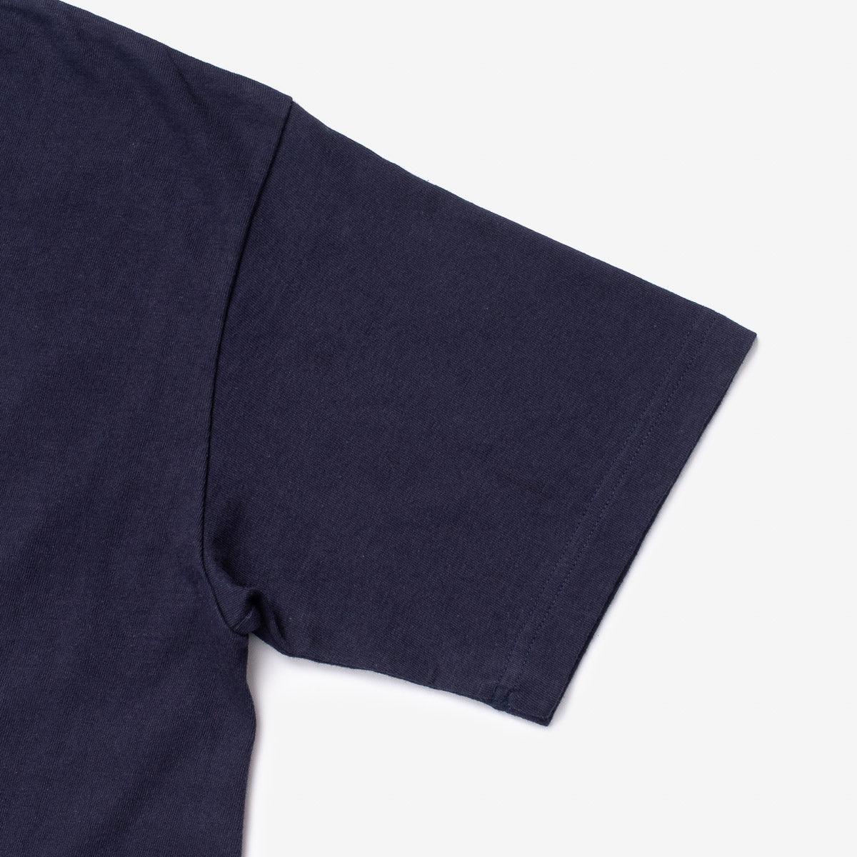 Image showing the IHT-1610L-NAV - 6.5oz Loopwheel Crew Neck T-Shirt Navy which is a T-Shirts described by the following info Iron Heart, Released, T-Shirts, Tops and sold on the IRON HEART GERMANY online store