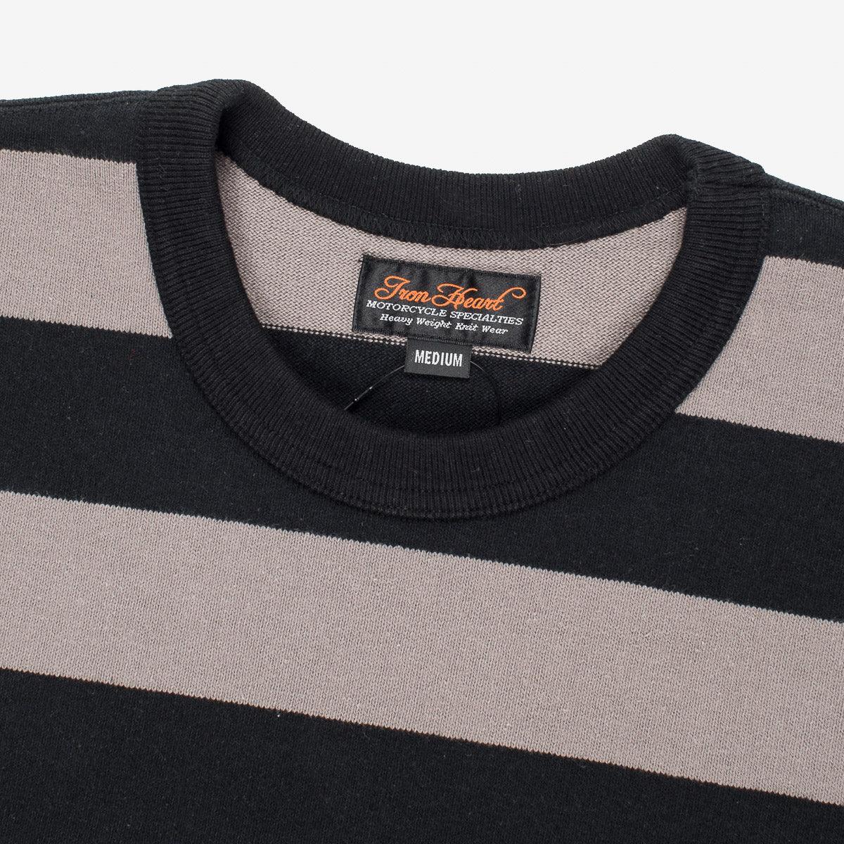 Image showing the IHTB-01-BLK/GRY - 11oz Cotton Knit Long-Sleeved Sweater which is a Sweatshirts described by the following info IHSALE, Iron Heart, Released, Sweatshirts, Tops and sold on the IRON HEART GERMANY online store