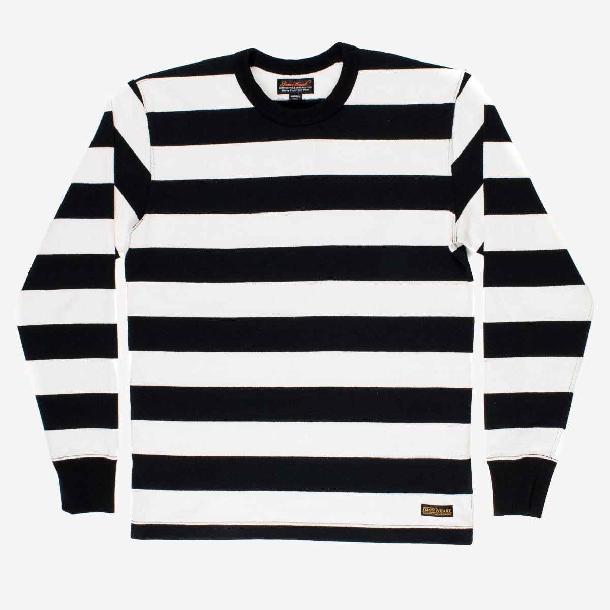 Image showing the IHTB-01-BLK-WHT - 11oz Cotton Knit Long-Sleeved Sweater which is a Sweatshirts described by the following info Iron Heart, Released, Sweatshirts, Tops and sold on the IRON HEART GERMANY online store