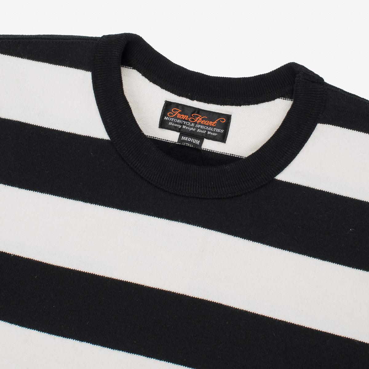 Image showing the IHTB-01-BLK-WHT - 11oz Cotton Knit Long-Sleeved Sweater which is a Sweatshirts described by the following info Iron Heart, Released, Sweatshirts, Tops and sold on the IRON HEART GERMANY online store