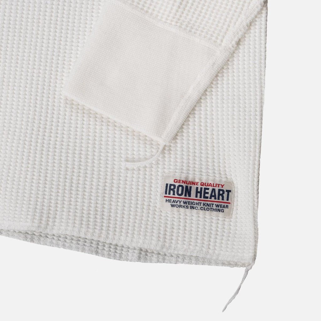 Image showing the IHTL-1301-WHT - Waffle Knit Thermal Longsleeve White which is a T-Shirts described by the following info Back In, IHSALE_M23, Iron Heart, Released, T-Shirts, Tops and sold on the IRON HEART GERMANY online store