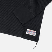 Image showing the IHTL-1301-BLK - Waffle Knit Thermal Longsleeve Black which is a T-Shirts described by the following info Back In, IHSALE_M23, Iron Heart, Released, T-Shirts, Tops and sold on the IRON HEART GERMANY online store