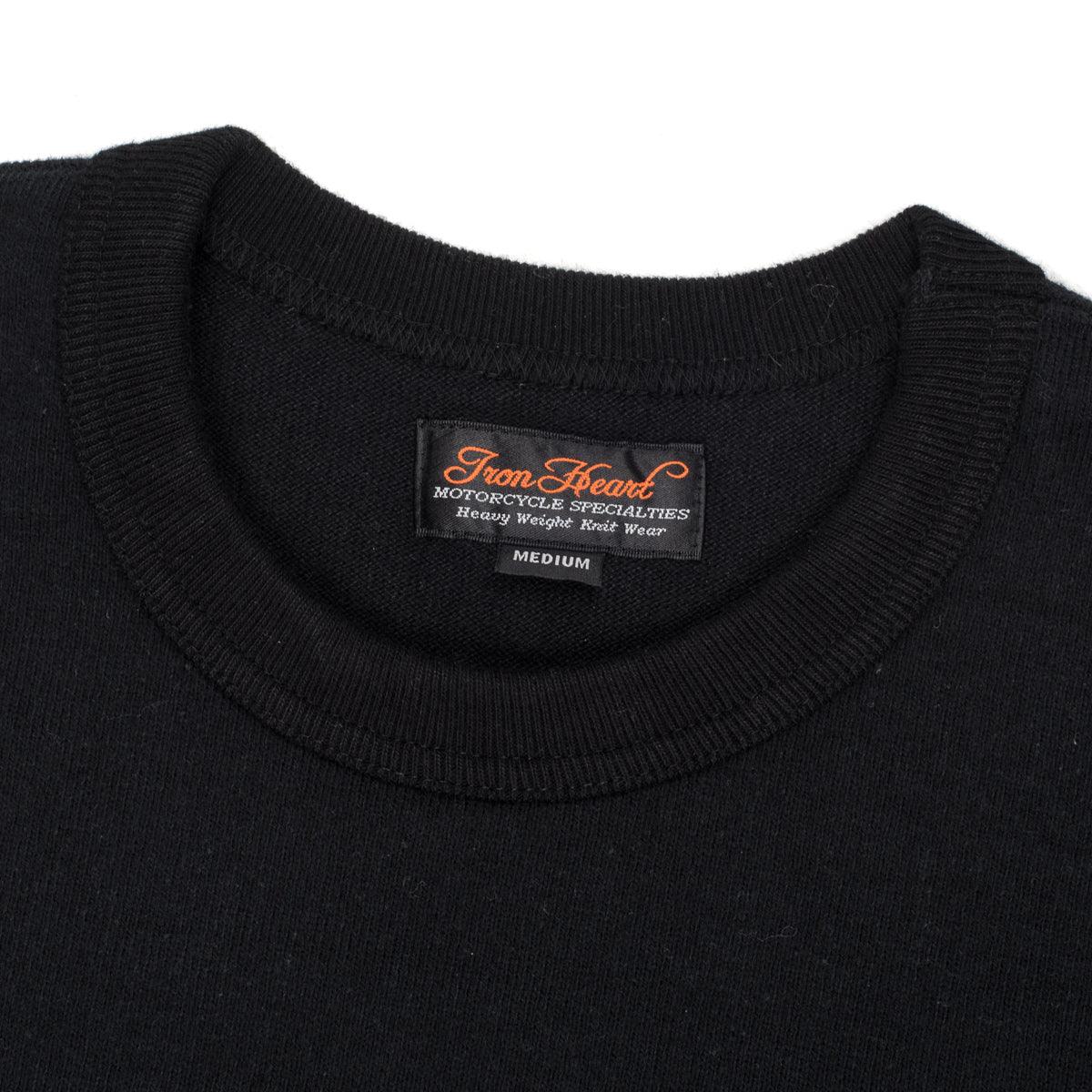 Image showing the IHTL-1501-BLK - 11oz Crew Neck Sweater Black which is a Sweatshirts described by the following info Iron Heart, Released, Sweatshirts, Tops and sold on the IRON HEART GERMANY online store