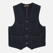 Image showing the IHV-02-IND - 12oz Wabash/Duck Work Vest- Indigo/Navy which is a Vests described by the following info Iron Heart, Released, Tops, Vests and sold on the IRON HEART GERMANY online store