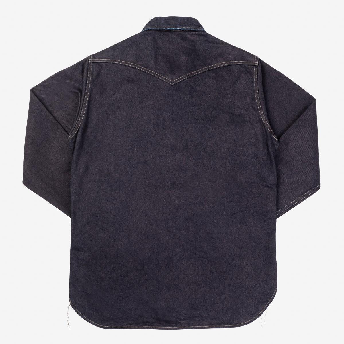 Image showing the IHSH-295-IB - 14oz Selvedge Denim Western Shirt Indigo/Black which is a Shirts described by the following info IHSALE, Iron Heart, Released, Shirts, Tops and sold on the IRON HEART GERMANY online store
