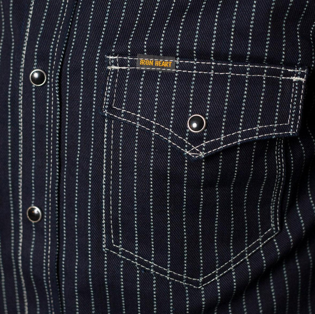 Image showing the IHSH-62-IND - 12oz Wabash Western Shirt Indigo which is a Shirts described by the following info Iron Heart, Released, Shirts, Tops and sold on the IRON HEART GERMANY online store