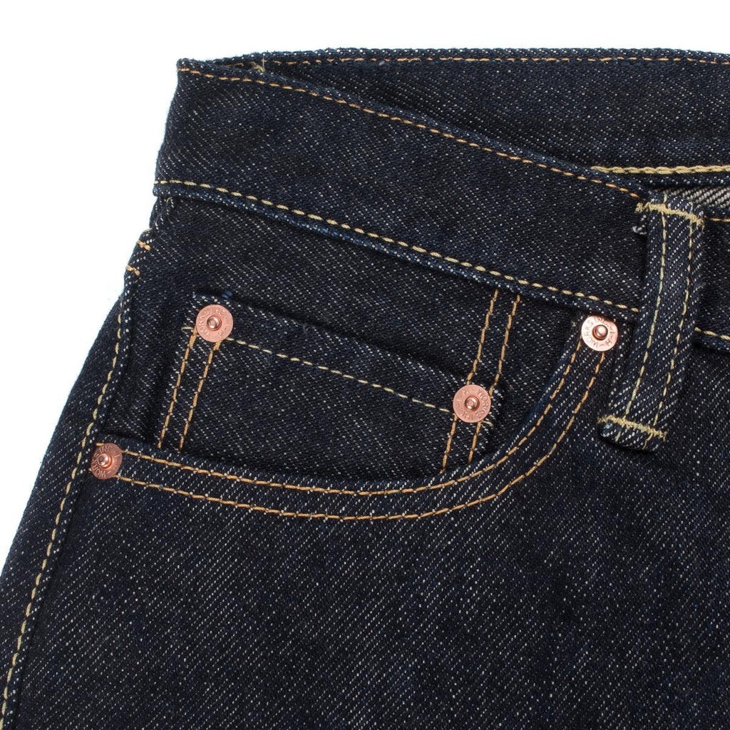 Image showing the IH-888S-21 - 21oz Selvedge Denim Medium/High Rise Tapered Cut Jeans which is a Jeans described by the following info 888, Back In, Bottoms, Iron Heart, Jeans, Released, Tappered and sold on the IRON HEART GERMANY online store