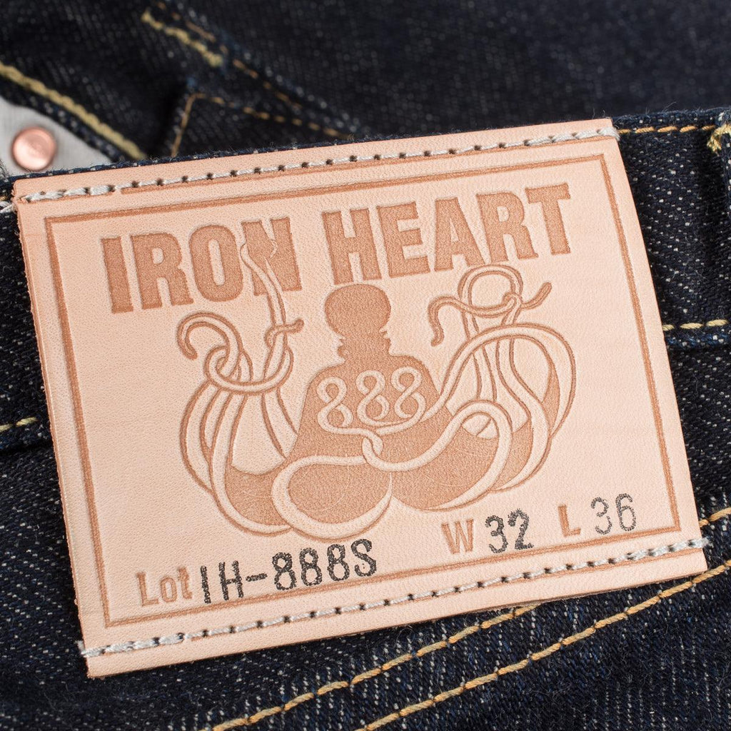 Image showing the IH-888S-21 - 21oz Selvedge Denim Medium/High Rise Tapered Cut Jeans which is a Jeans described by the following info 888, Back In, Bottoms, Iron Heart, Jeans, Released, Tappered and sold on the IRON HEART GERMANY online store