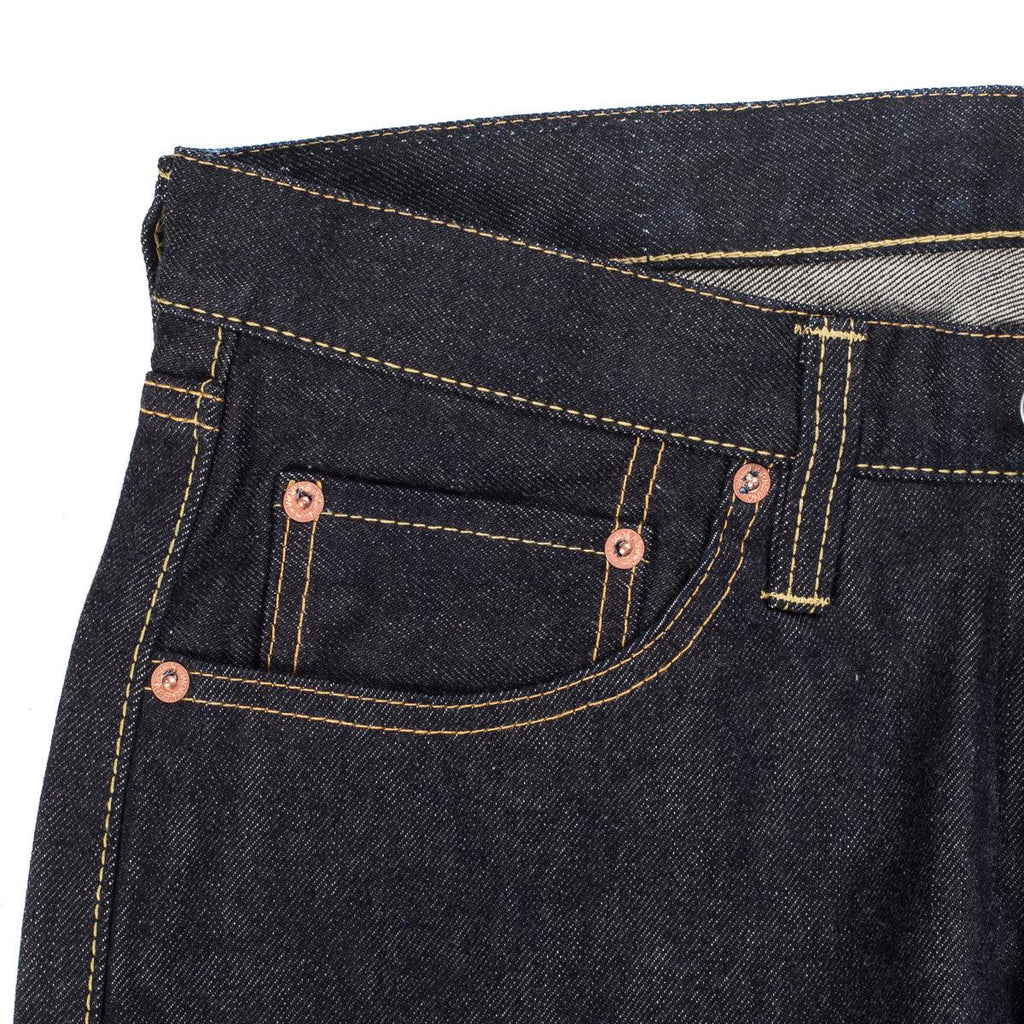 Image showing the IH-555S-142 - 14oz Selvedge Denim Super Slim Cut Jeans - Indigo which is a Jeans described by the following info 555, Bottoms, Iron Heart, Jeans, Released, Slim and sold on the IRON HEART GERMANY online store