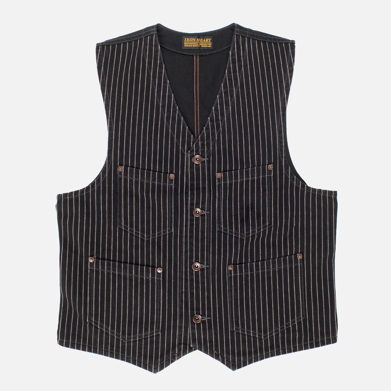 Image showing the IHV-02-BLK - 12oz Wabash/Duck Work Vest - Black/Black which is a Vests described by the following info Iron Heart, Released, Tops, Vests and sold on the IRON HEART GERMANY online store
