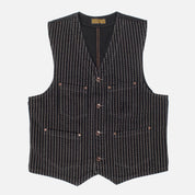 Image showing the IHV-02-BLK - 12oz Wabash/Duck Work Vest - Black/Black which is a Vests described by the following info Iron Heart, Released, Tops, Vests and sold on the IRON HEART GERMANY online store