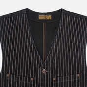 Image showing the IHV-02-BLK - 12oz Wabash/Duck Work Vest - Black/Black which is a Vests described by the following info Iron Heart, Released, Tops, Vests and sold on the IRON HEART GERMANY online store
