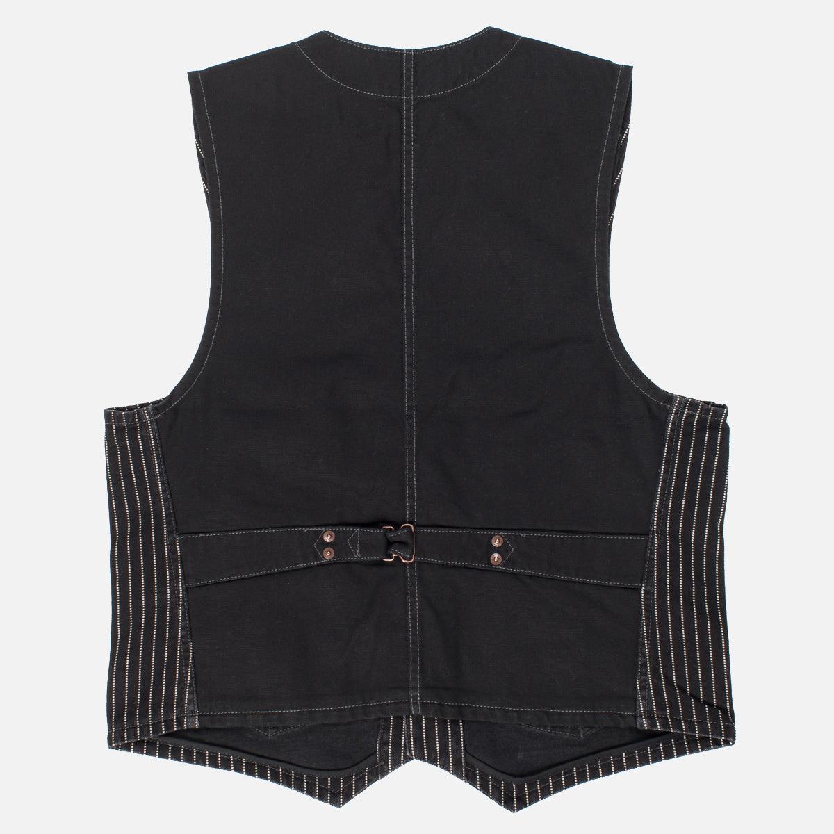 Image showing the IHV-02-BLK - 12oz Wabash/Duck Work Vest - Black/Black which is a Vests described by the following info Iron Heart, Released, Tops, Vests and sold on the IRON HEART GERMANY online store