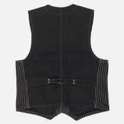 Image showing the IHV-02-BLK - 12oz Wabash/Duck Work Vest - Black/Black which is a Vests described by the following info Iron Heart, Released, Tops, Vests and sold on the IRON HEART GERMANY online store