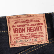 Image showing the IH-666S-142 - 14oz Selvedge Denim Slim Straight Cut Jeans - Indigo which is a Jeans described by the following info 666, Bottoms, Iron Heart, Jeans, Released, Slim, Straight and sold on the IRON HEART GERMANY online store