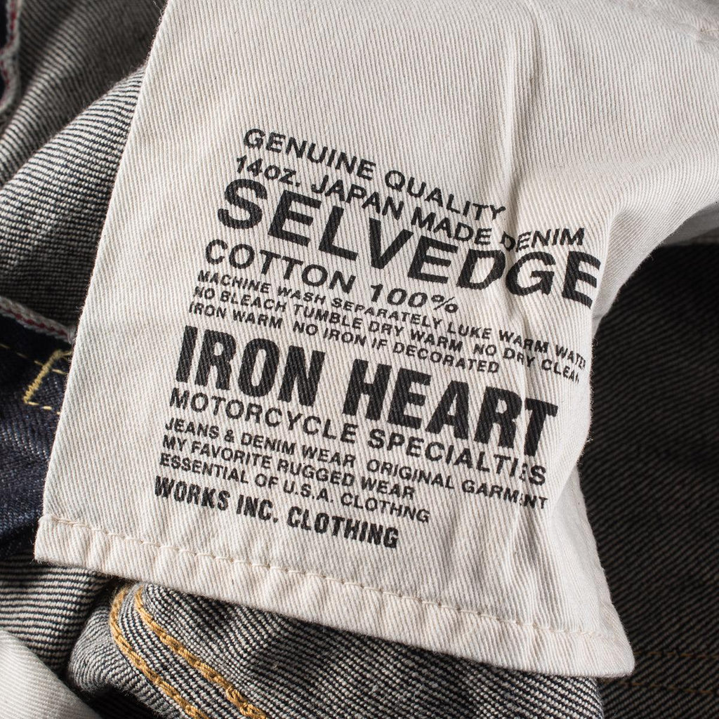 Image showing the IH-666S-142 - 14oz Selvedge Denim Slim Straight Cut Jeans - Indigo which is a Jeans described by the following info 666, Bottoms, Iron Heart, Jeans, Released, Slim, Straight and sold on the IRON HEART GERMANY online store