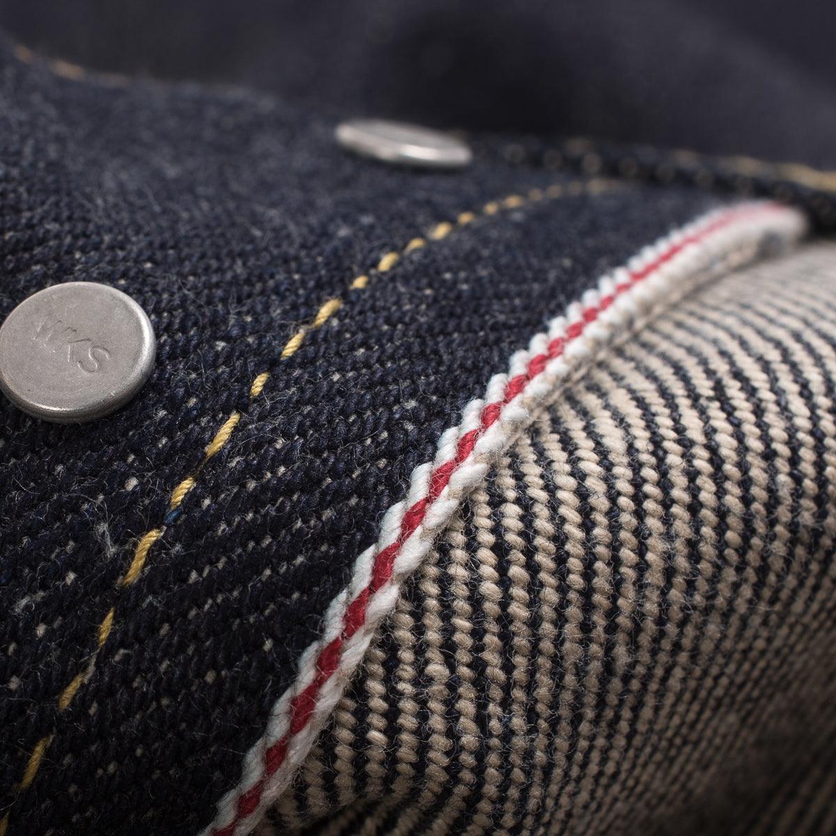 Image showing the IH-555-XHS - 25oz Selvedge Denim Slim Straight Cut Jeans in Indigo which is a Jeans described by the following info 555, Bottoms, Iron Heart, Jeans, Released and sold on the IRON HEART GERMANY online store