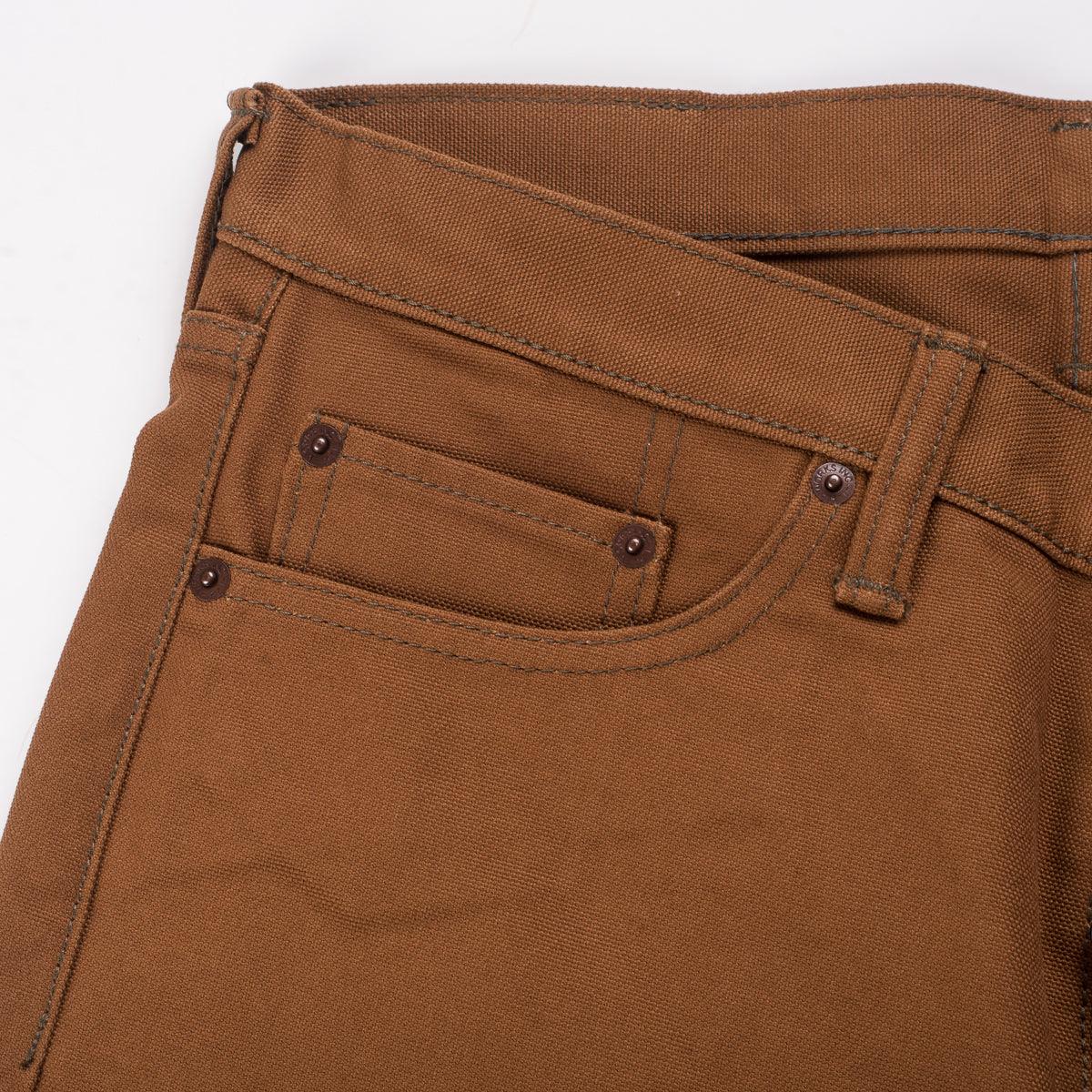 Image showing the IH-666D - 17oz Duck Slim Straight Jeans Brown which is a Trousers described by the following info 666, Bottoms, Iron Heart, Released, Slim, Straight, Trousers and sold on the IRON HEART GERMANY online store