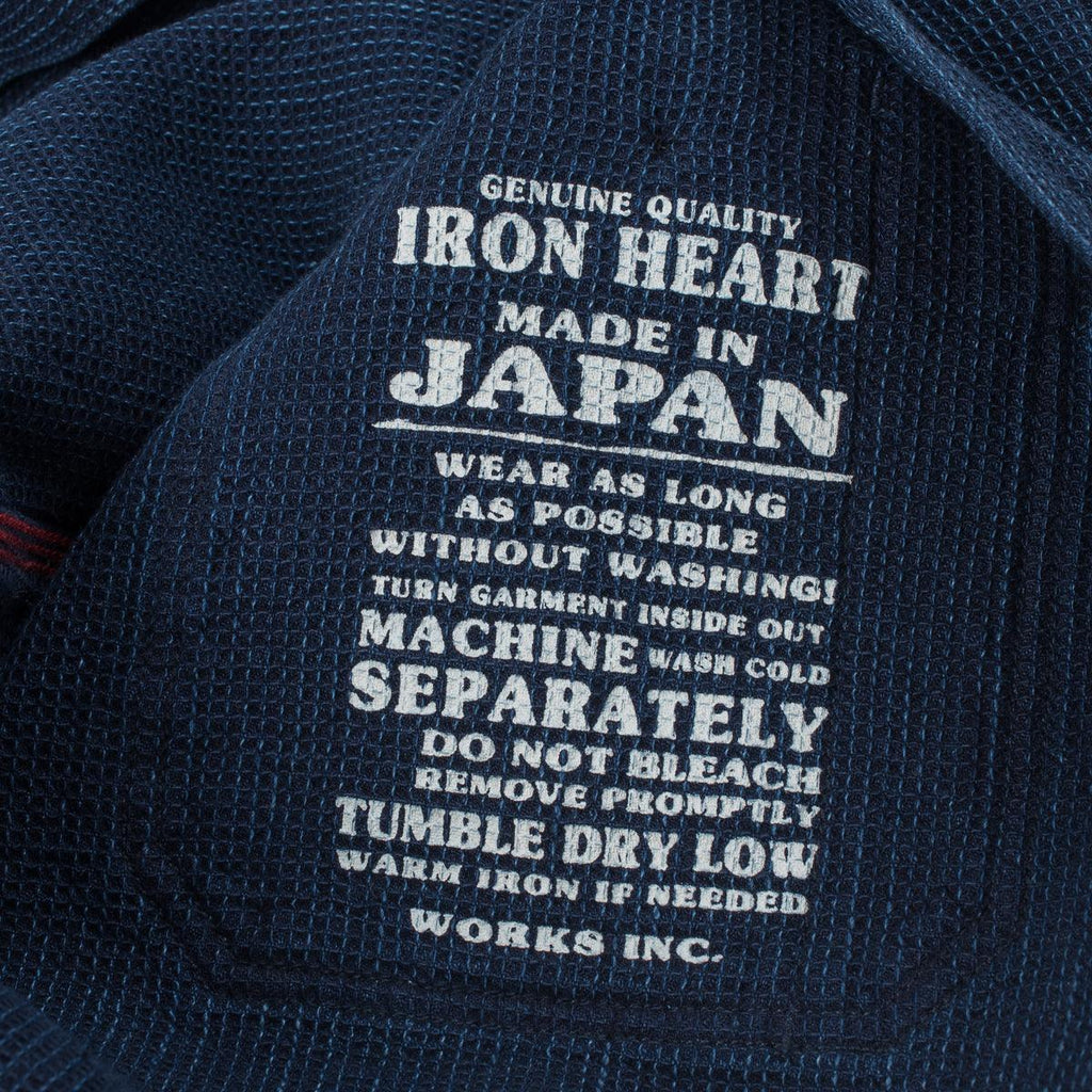 Image showing the IHSH-96-IND - Waffle Work Shirt Indigo which is a Shirts described by the following info Iron Heart, Released, Shirts, Tops and sold on the IRON HEART GERMANY online store