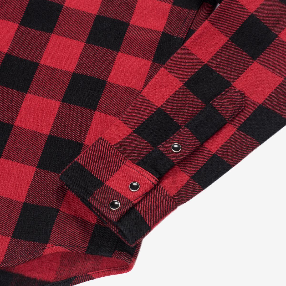 Image showing the IHSH-232-RED - Flannel Buffalo Check Western Shirt Red/Black which is a Shirts described by the following info Back In, IHSALE_M23, Iron Heart, Released, Shirts, Tops and sold on the IRON HEART GERMANY online store