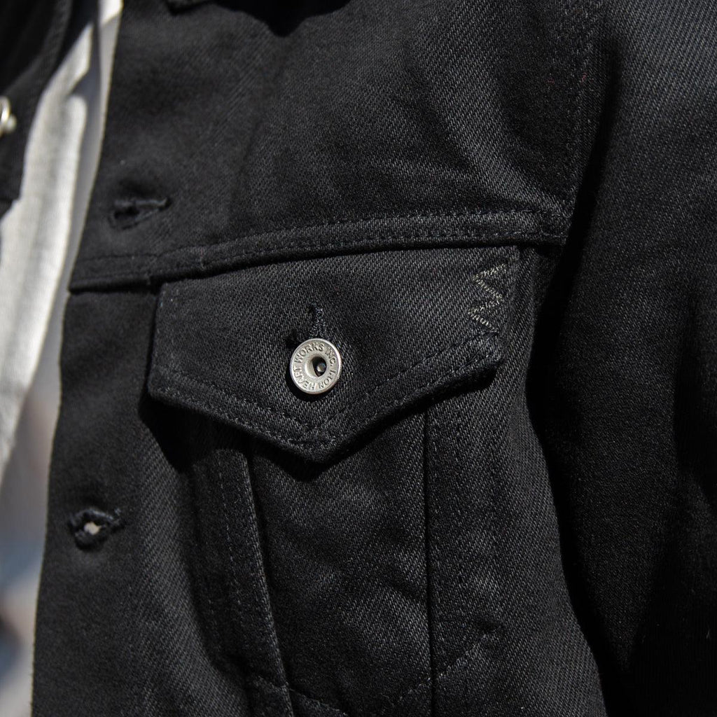 Image showing the IH-9526PJ - 21oz Denim Type III Jacket Superblack which is a Jackets described by the following info Iron Heart, Jackets, Released, Tops and sold on the IRON HEART GERMANY online store