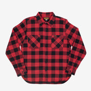 Image showing the IHSH-244-RED - Ultra Heavy Flannel Buffalo Check Work Shirt - Red/Black which is a Shirts described by the following info Back In, IHSALE_M23, Iron Heart, Released, Shirts, Tops and sold on the IRON HEART GERMANY online store