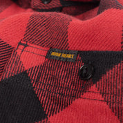 Image showing the IHSH-244-RED - Ultra Heavy Flannel Buffalo Check Work Shirt - Red/Black which is a Shirts described by the following info Back In, IHSALE_M23, Iron Heart, Released, Shirts, Tops and sold on the IRON HEART GERMANY online store