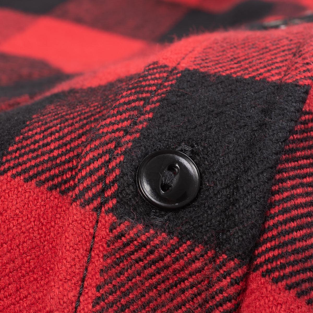 Image showing the IHSH-244-RED - Ultra Heavy Flannel Buffalo Check Work Shirt - Red/Black which is a Shirts described by the following info Back In, IHSALE_M23, Iron Heart, Released, Shirts, Tops and sold on the IRON HEART GERMANY online store