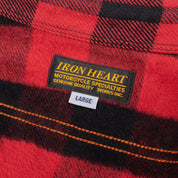 Image showing the IHSH-244-RED - Ultra Heavy Flannel Buffalo Check Work Shirt - Red/Black which is a Shirts described by the following info Back In, IHSALE_M23, Iron Heart, Released, Shirts, Tops and sold on the IRON HEART GERMANY online store