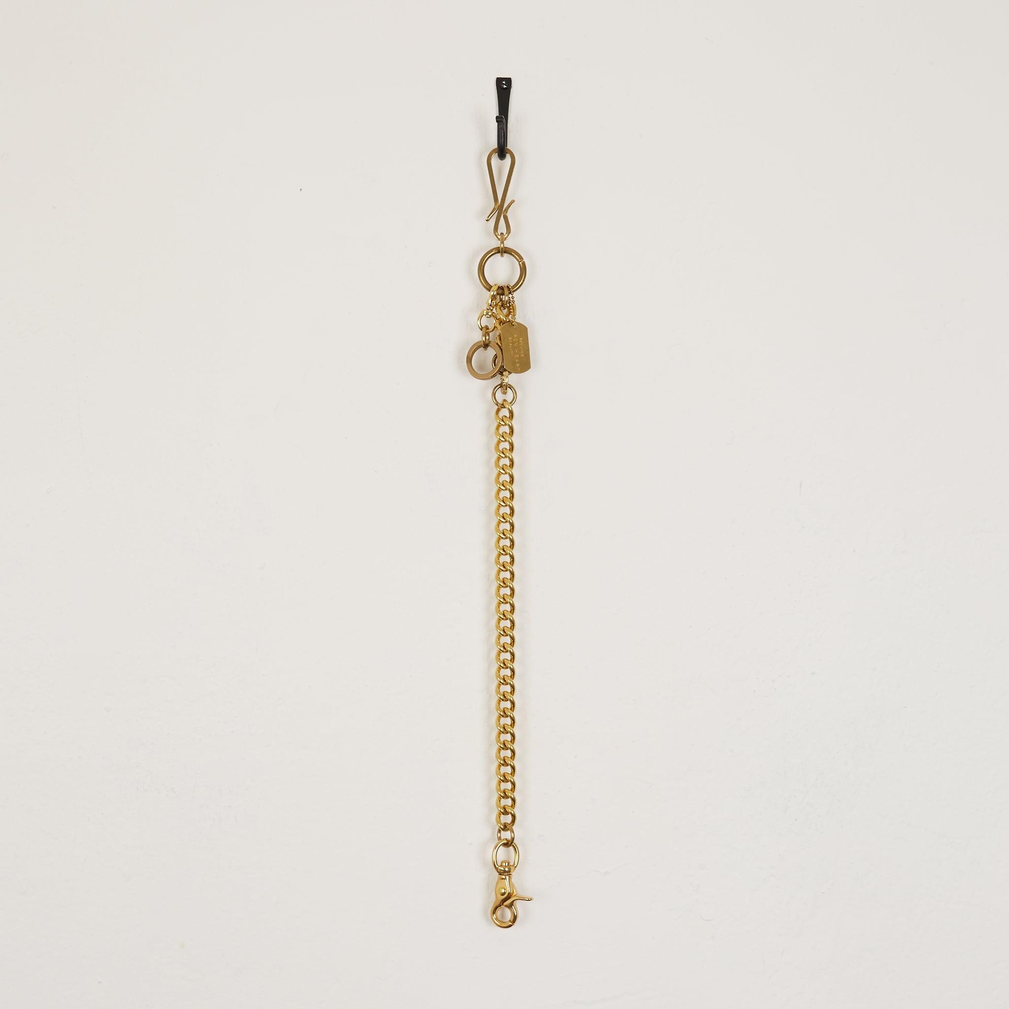 Brass-W6 - Wallet Chain with Hook and Rings Brass